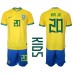 Brazilië Vinicius Junior #20 Babykleding Thuisshirt Kinderen WK 2022 Korte Mouwen (+ korte broeken)